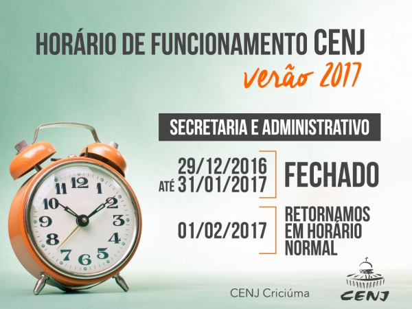 Horários final de ano Secretaria e Administrativo Criciúma